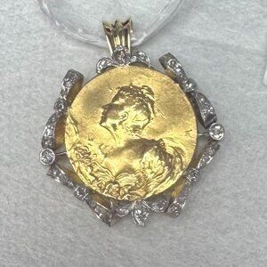 18K Vintage Pendant French Art Nouveau by Edmund-Henri Blecker
